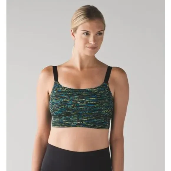 Lululemon Both Ways Sports Bra Strappy Back Blue Black Size 10 - Picture 1 of 7
